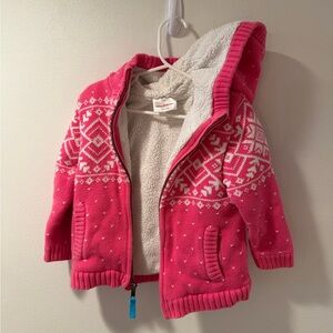 Hanna Andersson Sherpa Lined Knit Hoodie | Pink | Girls 18–24M (90)